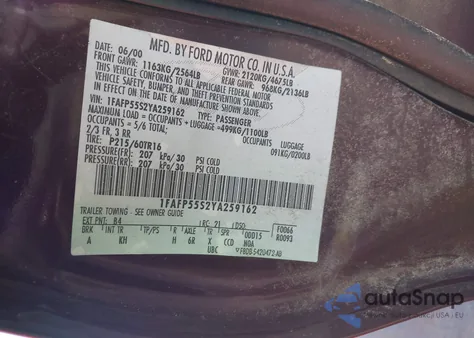 2000 Ford Taurus Ses из США, поврежденный, VIN 1FAFP55S2YA259162